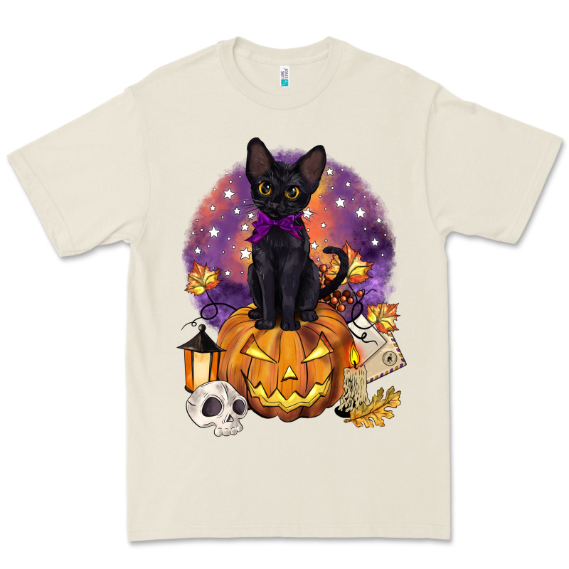 Halloween Black Cat Pumpkin Premium Tee by BarkalooDesign | Teevron