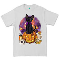 Dove Grey halloween black cat pumpkin Premium Tee - BarkalooDesign