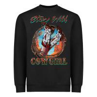 Black Stay Wild Cowgirl Heavyweight Sweatshirt - FaDigitalArtStudio