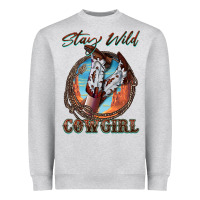 Heather Grey Stay Wild Cowgirl Heavyweight Sweatshirt - FaDigitalArtStudio