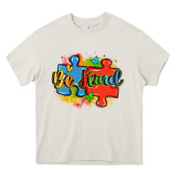 Cream be kind autism Heavy Core Tee - LillyAllenDesigns