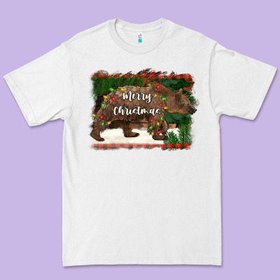 Merry Christmas Bear Premium Tee Designed By Barkaloodesign