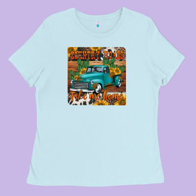 Country Roads Take Me Home Truck Coaster Ladies Tee Designed By Jasminsmagicworld