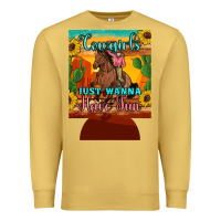 Antique Gold cowgirls just wanna have fun 12 oz can cooler (regular) Premium Sweatshirt - Artiststas