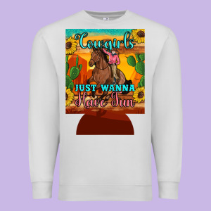 Cowgirls Just Wanna Have Fun 12 Oz Can Cooler (regular) Premium Sweatshirt Designed By Artiststas