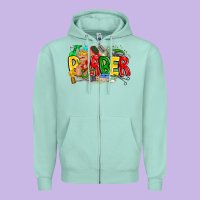 Barber Zipper Hoodie Designed By Cowhidedigitalart
