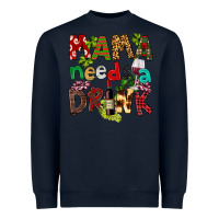 Navy Mama Needs A Drink Heavyweight Sweatshirt - FaDigitalArtStudio