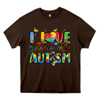 Chocolate Brown i love someone with autism Heavy Core Tee - LillyAllenDesigns