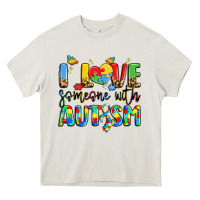 Cream i love someone with autism Heavy Core Tee - LillyAllenDesigns