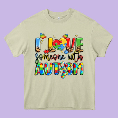 I Love Someone With Autism Heavy Core Tee Designed By Lillyallendesigns
