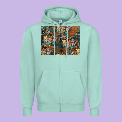 Easter Pattern Zipper Hoodie Designed By Cowhidedigitalart