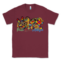 Burgundy peace love autism Classic Tee - RacoonDesign