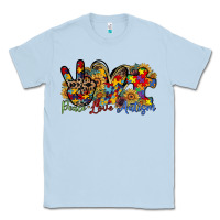 Dusty Blue peace love autism Classic Tee - RacoonDesign