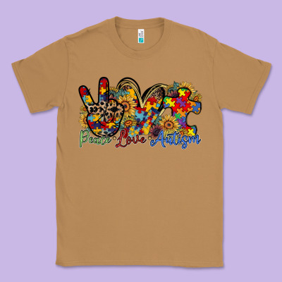 Peace Love Autism Classic Tee Designed By Racoondesign
