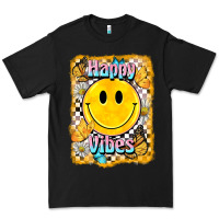 Black happy vibes smiley face Premium Tee - BarkalooDesign