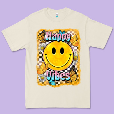 Happy Vibes Smiley Face Premium Tee Designed By Barkaloodesign