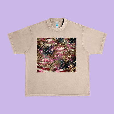 American Flag Leopard Pinktumbler Urban Heavy Tee Designed By Howdyjamesfarm
