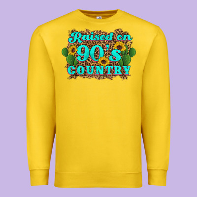 Raised 90's Country Cactus Sunflower's Premium Sweatshirt Designed By Artiststas