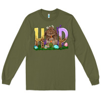 Army Green Hop Rabbit Easter Day Long Sleeve Tee - HowdyJamesFarm