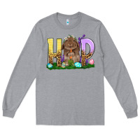 Heather Grey Hop Rabbit Easter Day Long Sleeve Tee - HowdyJamesFarm