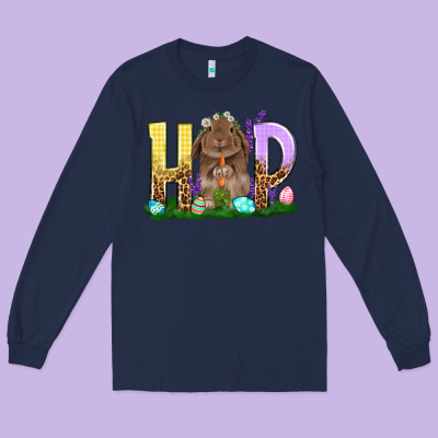 Hop Rabbit Easter Day Long Sleeve Tee Designed By Howdyjamesfarm