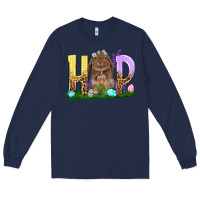 Navy Hop Rabbit Easter Day Long Sleeve Tee - HowdyJamesFarm