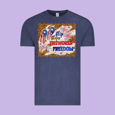 Flip Flops Fireworks & Freedom 4th Of July Vintage Tee Designed By Tumblerdesignbyshophia