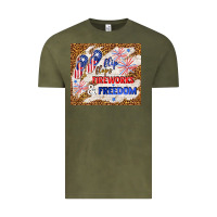 Vintage Olive flip flops fireworks & freedom 4th of july Vintage Tee - TumblerDesignByShophia