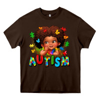 Chocolate Brown autism afro girl Heavy Core Tee - LillyAllenDesigns