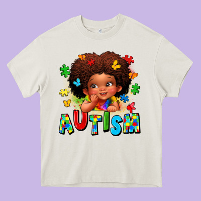 Autism Afro Girl Heavy Core Tee Designed By Lillyallendesigns