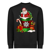 Black Christmas Santa Claus Coffee Cup Heavyweight Sweatshirt - FaDigitalArtStudio