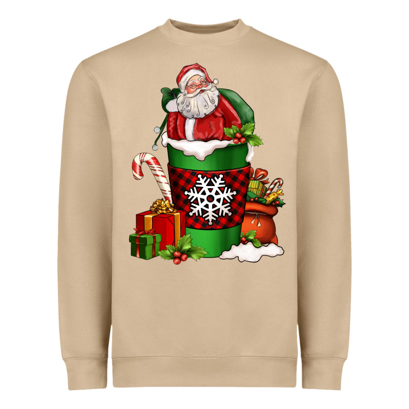 Christmas Santa Claus Coffee Cup Heavyweight Sweatshirt by FaDigitalArtStudio | Teevron