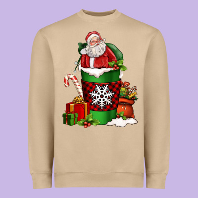Christmas Santa Claus Coffee Cup Heavyweight Sweatshirt Designed By Fadigitalartstudio