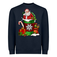 Navy Christmas Santa Claus Coffee Cup Heavyweight Sweatshirt - FaDigitalArtStudio