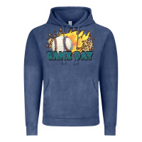 Vintage Denim game day baseball leopard flames fireball Vintage Hoodie - HowdyJamesFarm