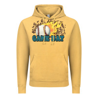 Vintage Mustard game day baseball leopard flames fireball Vintage Hoodie - HowdyJamesFarm