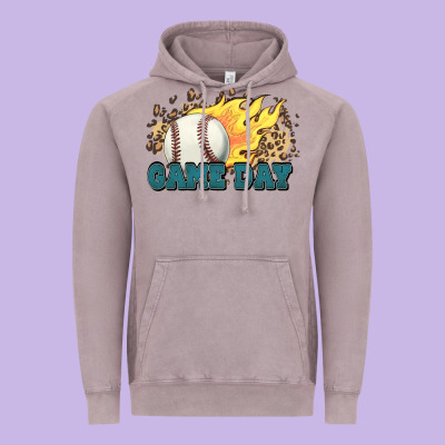 Game Day Baseball Leopard Flames Fireball Vintage Hoodie Designed By Howdyjamesfarm