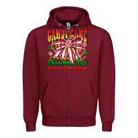 Burgundy Candy Cane Christmas Club Zipper Hoodie - CowhideDigitalArt