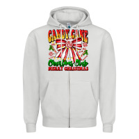 Dove Grey Candy Cane Christmas Club Zipper Hoodie - CowhideDigitalArt
