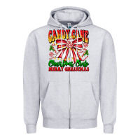 Heather Grey Candy Cane Christmas Club Zipper Hoodie - CowhideDigitalArt