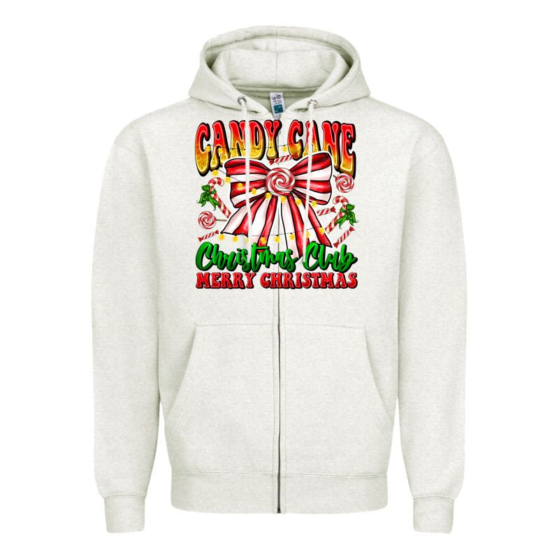 Candy Cane Christmas Club Zipper Hoodie by CowhideDigitalArt | Teevron