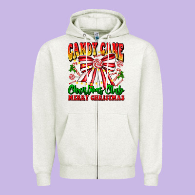 Candy Cane Christmas Club Zipper Hoodie Designed By Cowhidedigitalart