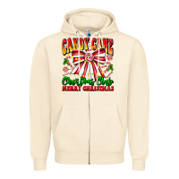 Sandshell Candy Cane Christmas Club Zipper Hoodie - CowhideDigitalArt