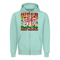 Seafoam Candy Cane Christmas Club Zipper Hoodie - CowhideDigitalArt