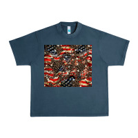 Midnight Navy American flag leopard tumbler Urban Heavy Tee - HowdyJamesFarm