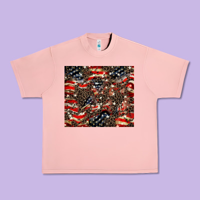 American Flag Leopard Tumbler Urban Heavy Tee Designed By Howdyjamesfarm