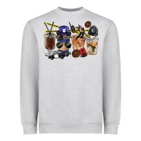 Heather Grey Police Coffee Cups Heavyweight Sweatshirt - FaDigitalArtStudio