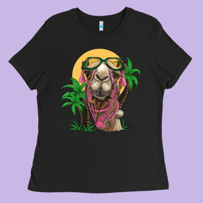 Camel With Oasis Ladies Tee Designed By Barkaloodesign