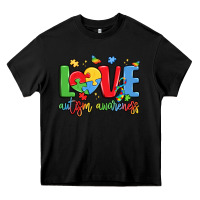 Black love autism awareness Heavy Core Tee - LillyAllenDesigns