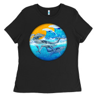Black humpback whale Ladies Tee - BarkalooDesign